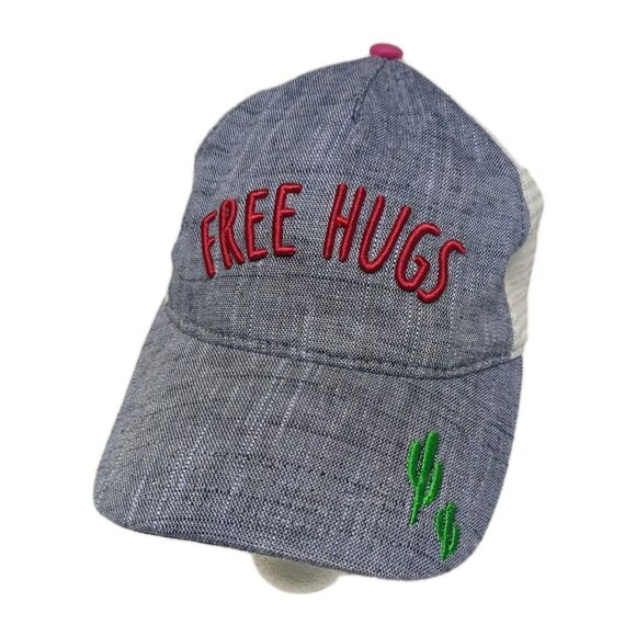 FREE HUGS Cap Trucker Mesh Cactus One Size Snapback Hat Parade Mom Sister Aunt - Picture 3 of 9